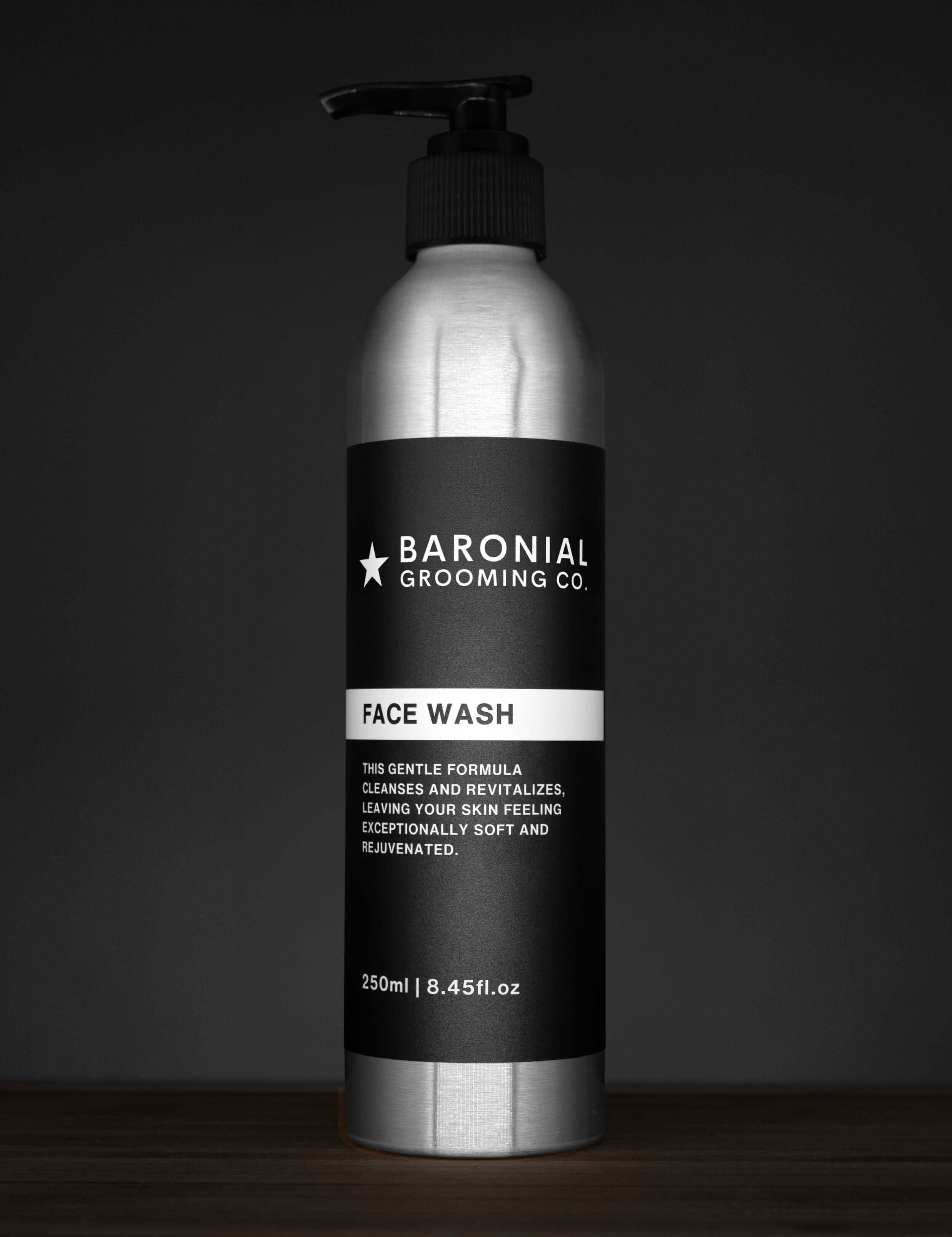 SLS Free Face Wash for men with dark rustic background – soothing, chemical-free cleanser that nourishes and revitalizes your skin.